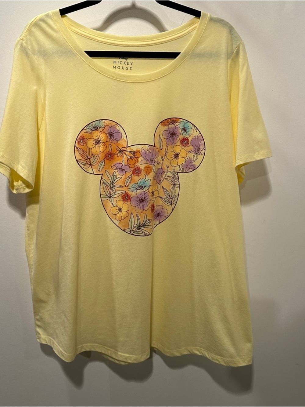Disney Yellow Floral Mickey Mouse Short Sleeve Tee - Picture 3 of 5